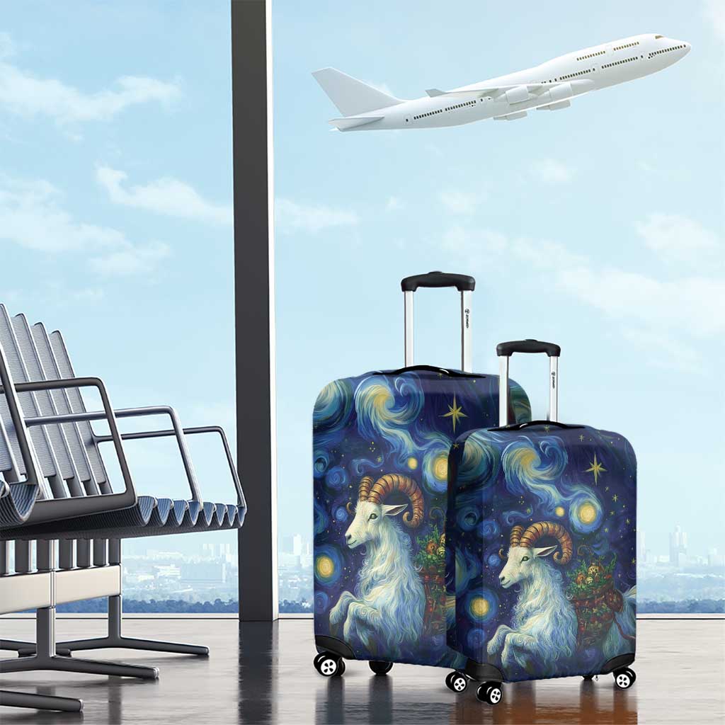 Yule Goat Starry Night Luggage Cover - Wonder Print Shop