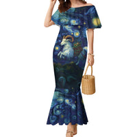 Yule Goat Starry Night Mermaid Dress - Wonder Print Shop
