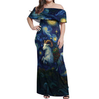 Yule Goat Starry Night Off Shoulder Maxi Dress - Wonder Print Shop