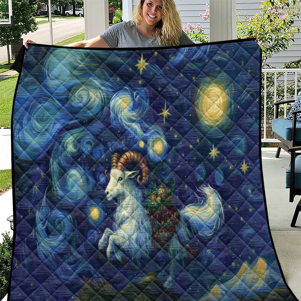 Yule Goat Starry Night Quilt - Wonder Print Shop