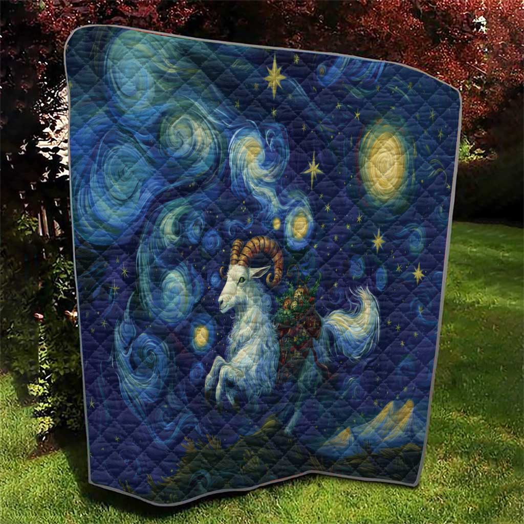 Yule Goat Starry Night Quilt - Wonder Print Shop