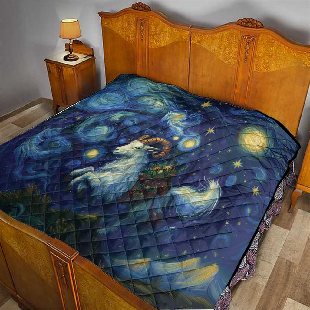 Yule Goat Starry Night Quilt - Wonder Print Shop