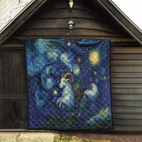 Yule Goat Starry Night Quilt - Wonder Print Shop
