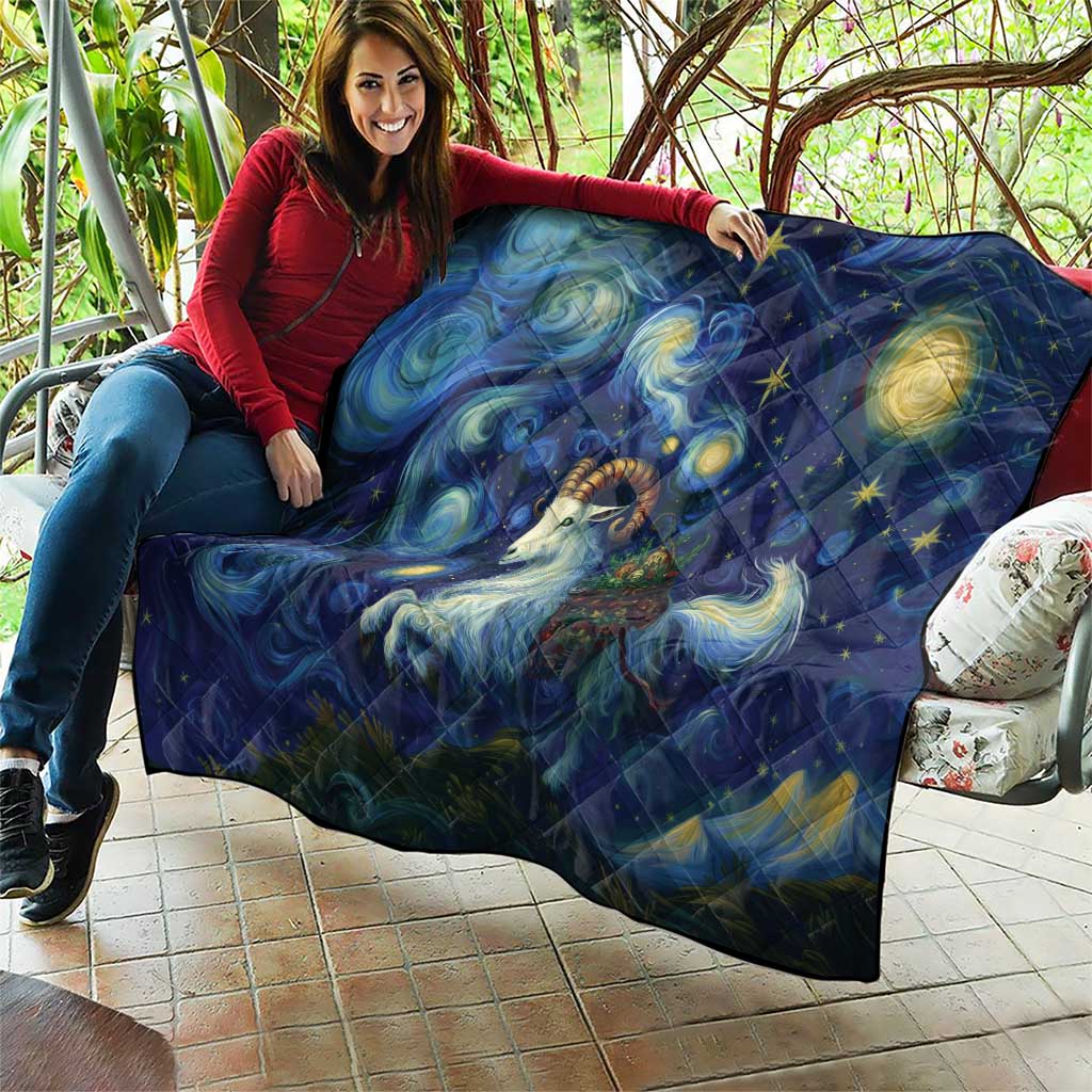 Yule Goat Starry Night Quilt - Wonder Print Shop