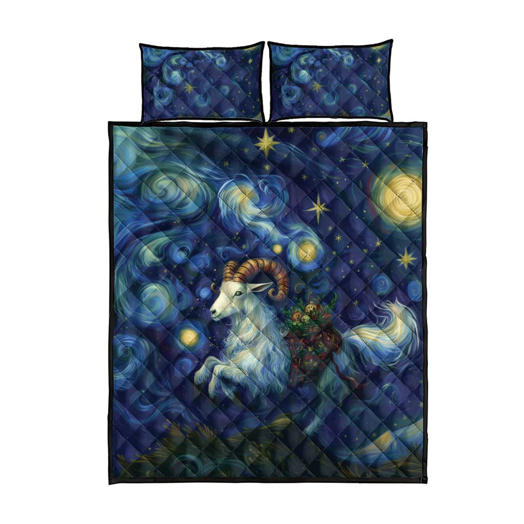 Yule Goat Starry Night Quilt Bed Set - Wonder Print Shop