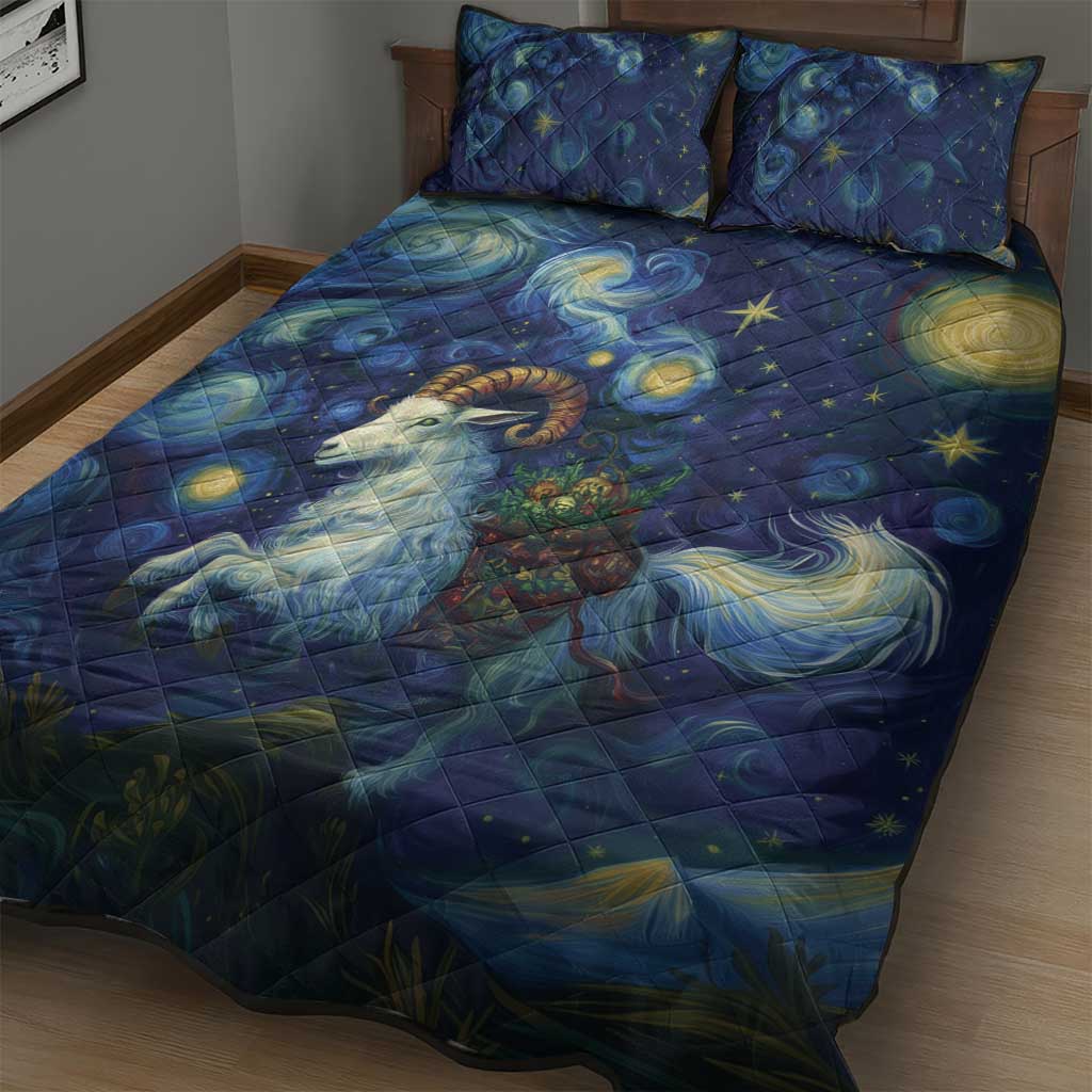 Yule Goat Starry Night Quilt Bed Set - Wonder Print Shop