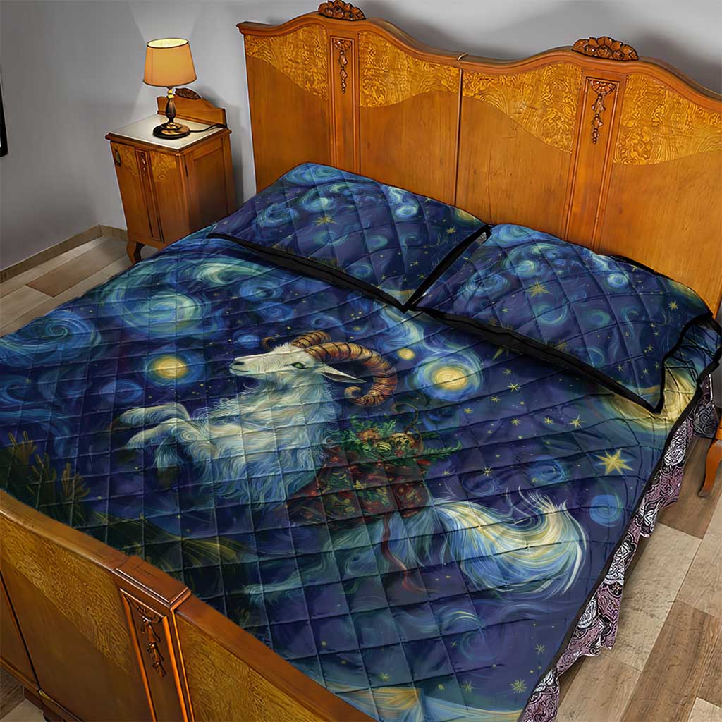 Yule Goat Starry Night Quilt Bed Set - Wonder Print Shop