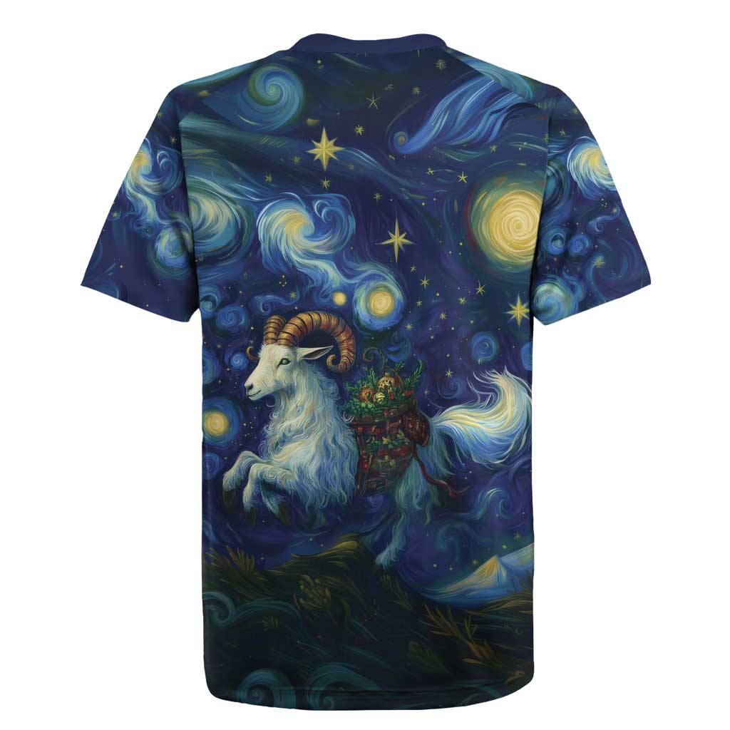 Yule Goat Starry Night Rugby Jersey - Wonder Print Shop