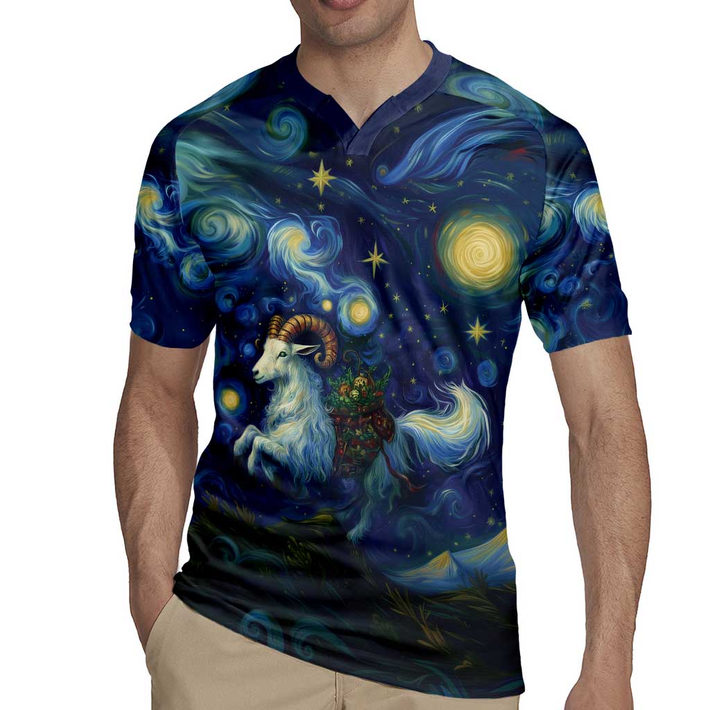 Yule Goat Starry Night Rugby Jersey - Wonder Print Shop