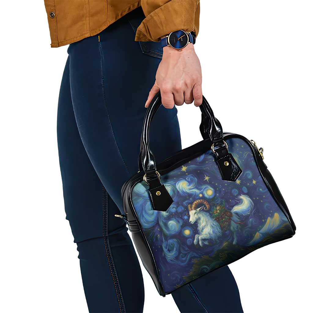Yule Goat Starry Night Shoulder Handbag