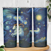 Yule Goat Starry Night Skinny Tumbler - Wonder Print Shop