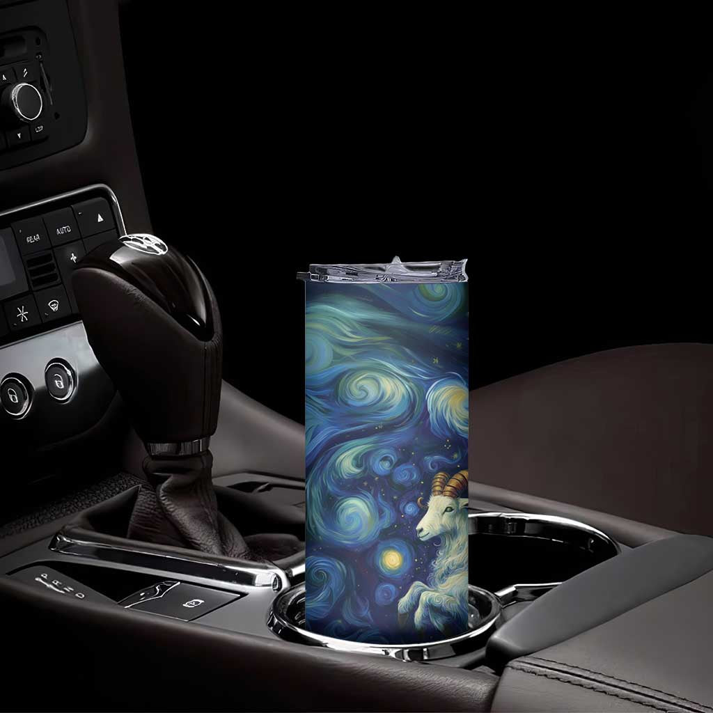 Yule Goat Starry Night Skinny Tumbler - Wonder Print Shop