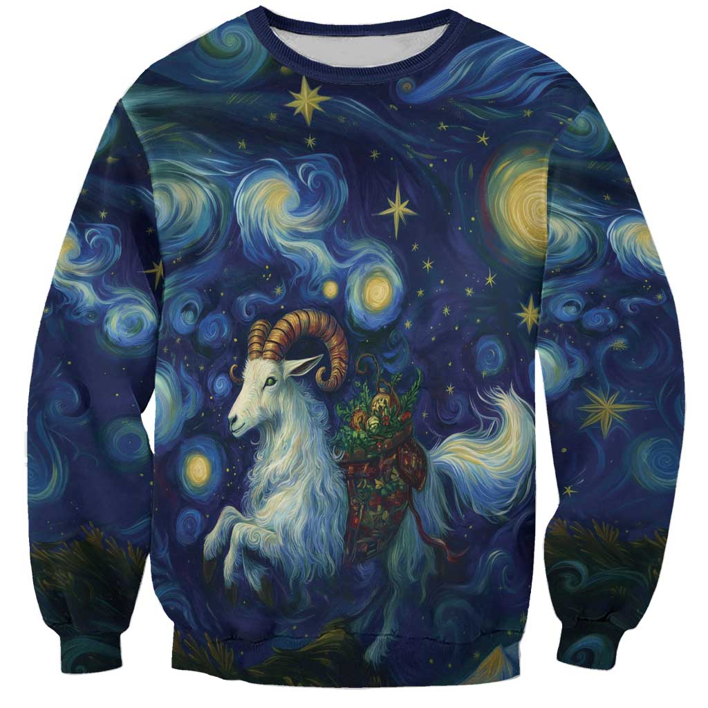 Yule Goat Starry Night Sweatshirt - Wonder Print Shop