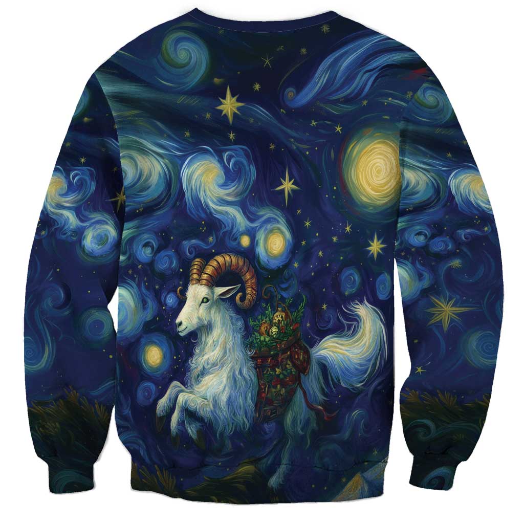 Yule Goat Starry Night Sweatshirt - Wonder Print Shop