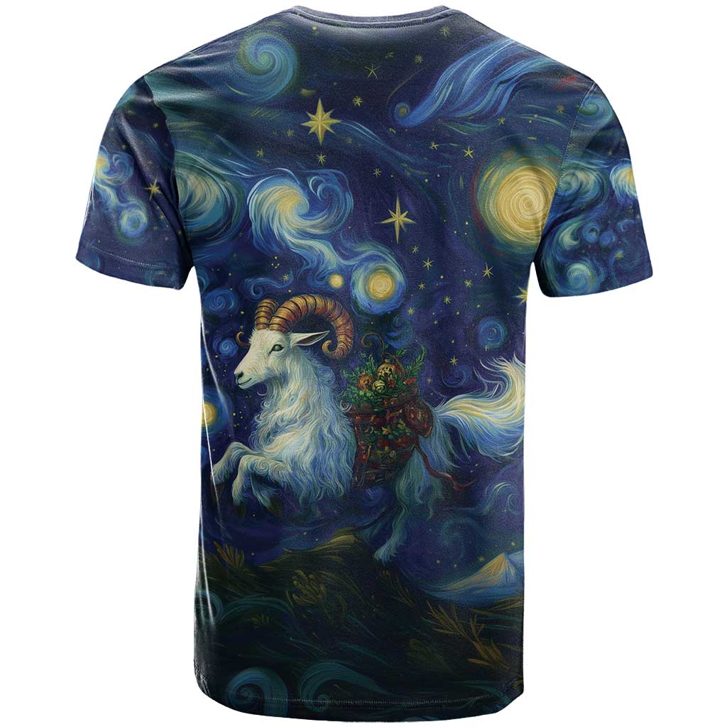 Yule Goat Starry Night T Shirt - Wonder Print Shop