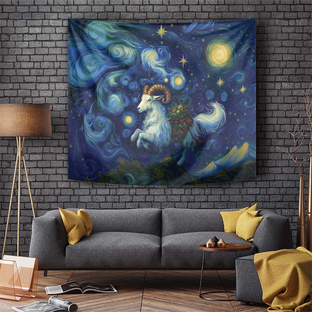 Yule Goat Starry Night Tapestry - Wonder Print Shop