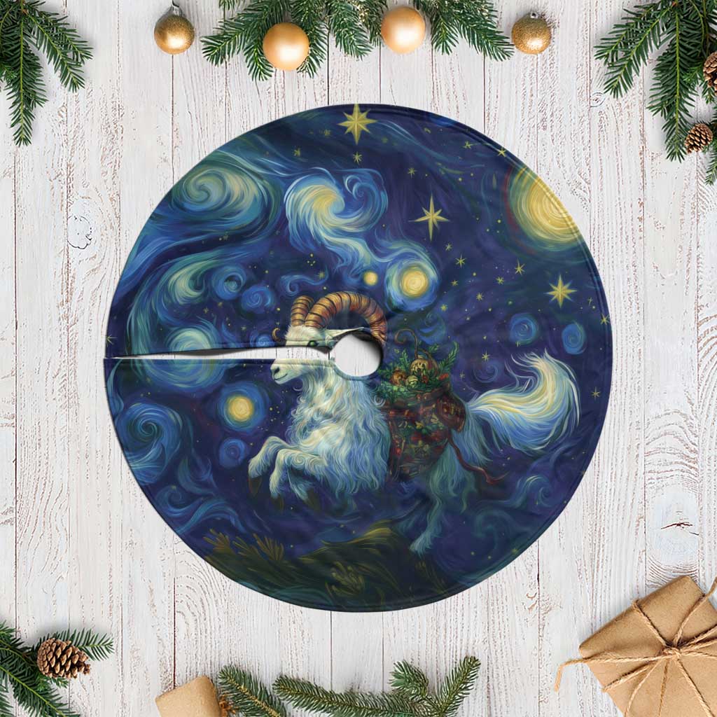 Yule Goat Starry Night Tree Skirt - Wonder Print Shop