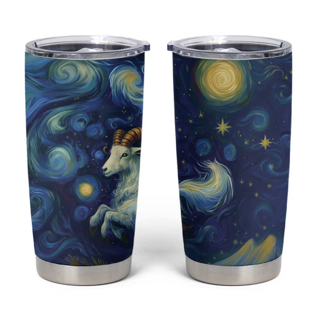 Yule Goat Starry Night Tumbler Cup - Wonder Print Shop