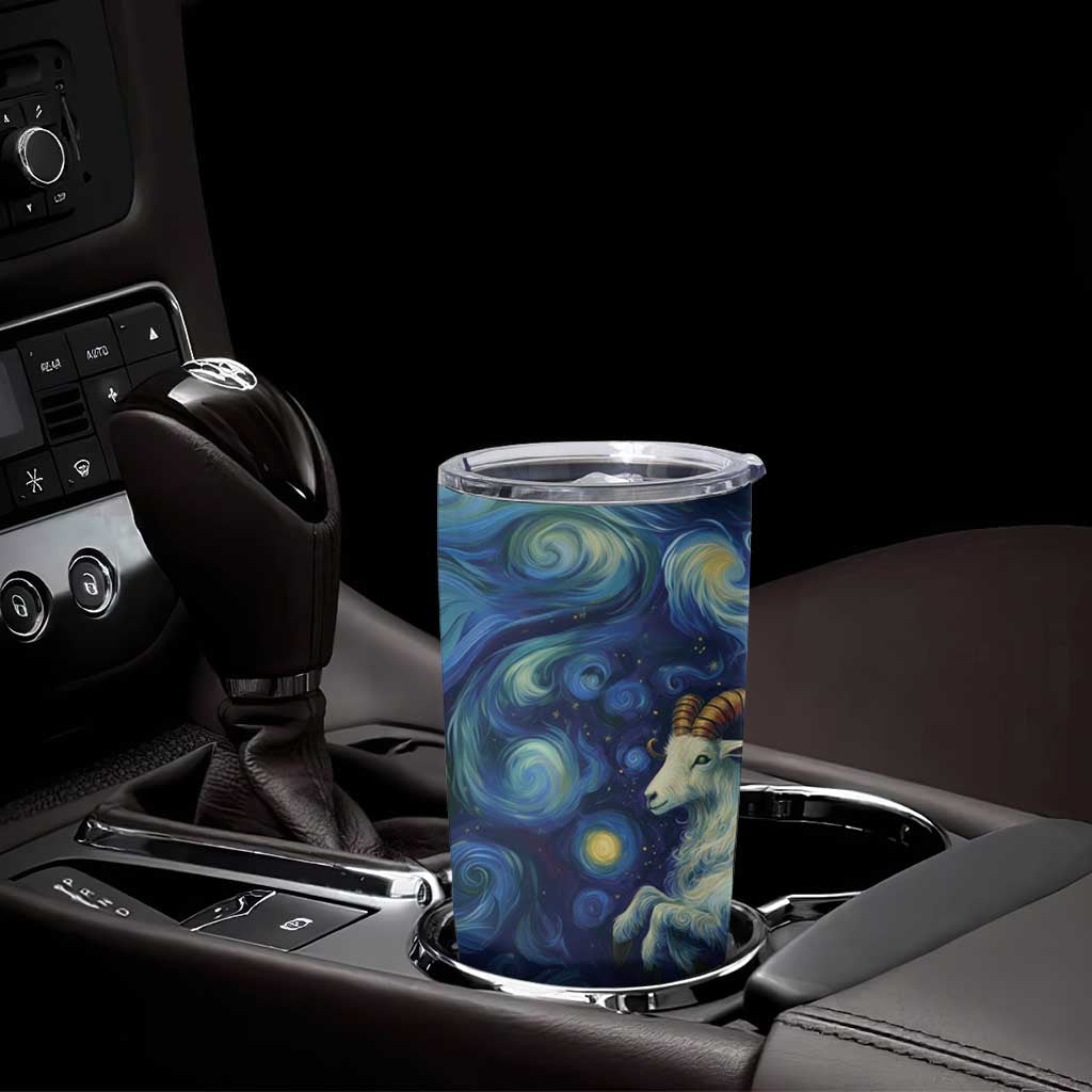 Yule Goat Starry Night Tumbler Cup - Wonder Print Shop