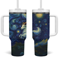 Yule Goat Starry Night Tumbler With Handle - Wonder Print Shop