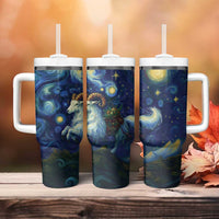 Yule Goat Starry Night Tumbler With Handle - Wonder Print Shop