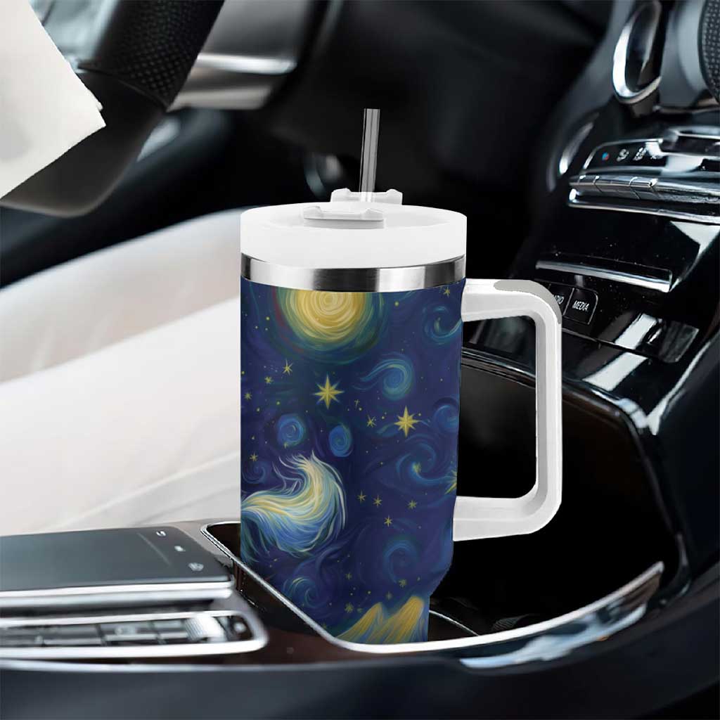 Yule Goat Starry Night Tumbler With Handle - Wonder Print Shop