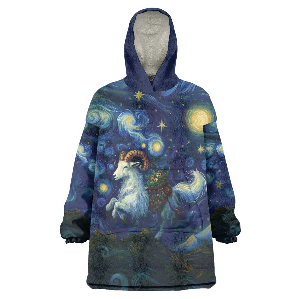 Yule Goat Starry Night Wearable Blanket Hoodie - Wonder Print Shop