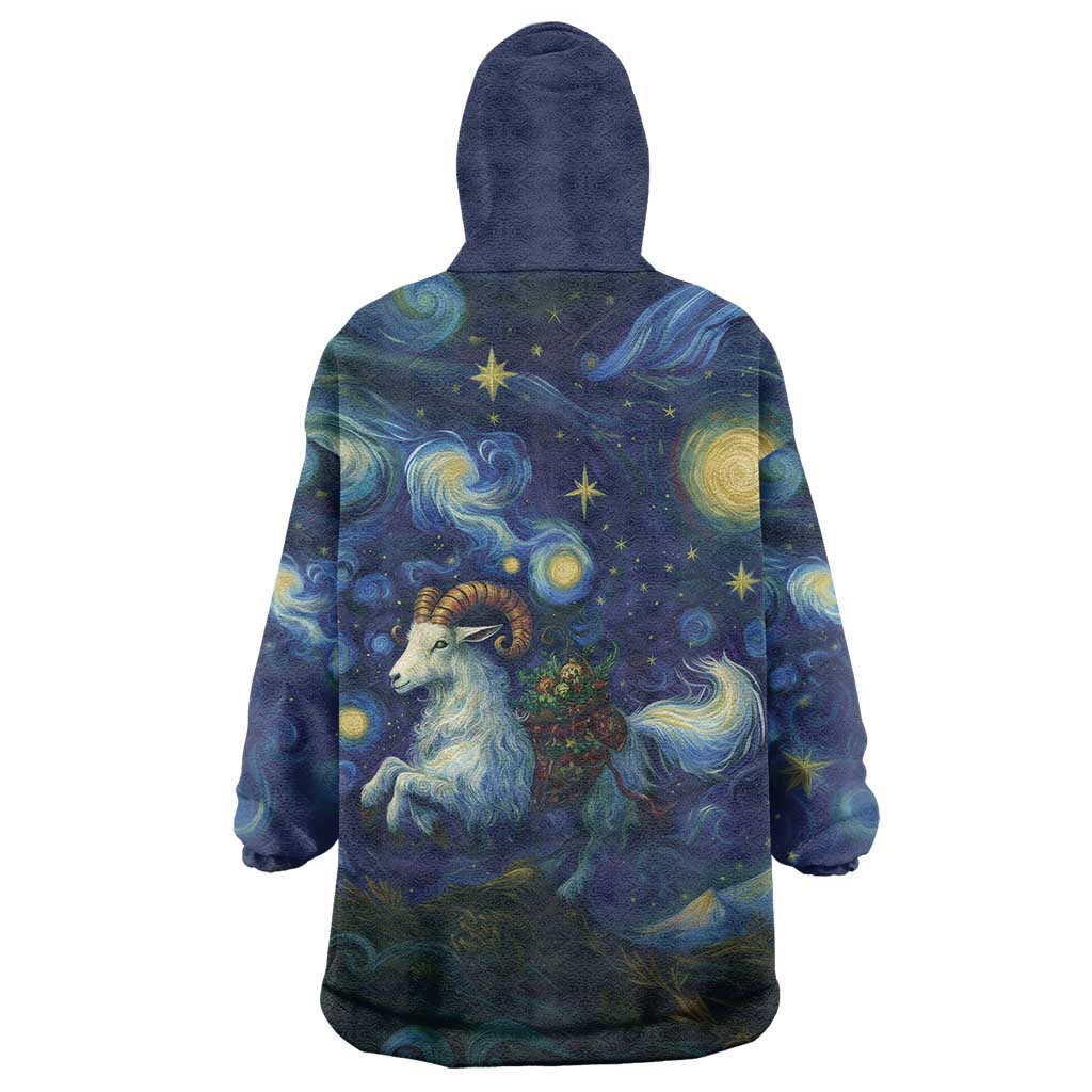 Yule Goat Starry Night Wearable Blanket Hoodie - Wonder Print Shop