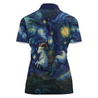 Yule Goat Starry Night Women Polo Shirt - Wonder Print Shop