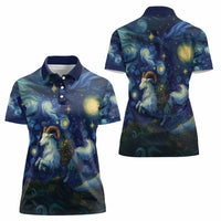 Yule Goat Starry Night Women Polo Shirt - Wonder Print Shop