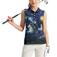 Yule Goat Starry Night Women Sleeveless Polo Shirt - Wonder Print Shop