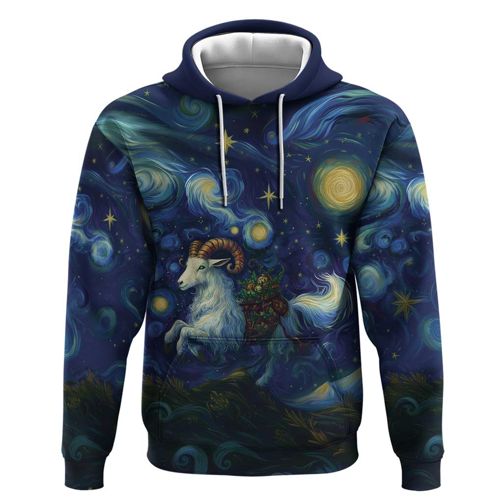 Yule Goat Starry Night Zip Hoodie - Wonder Print Shop