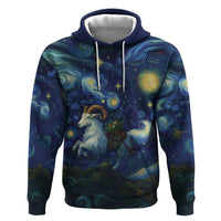 Yule Goat Starry Night Zip Hoodie - Wonder Print Shop