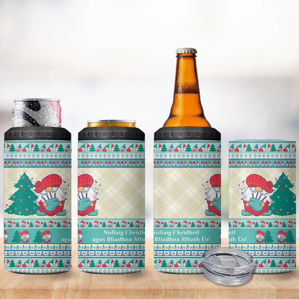 Gnome Bagpies Musical 4 in 1 Can Cooler Tumbler Nollaig Chridheil Scotland Christmas Pattern LT9 - Wonder Print Shop