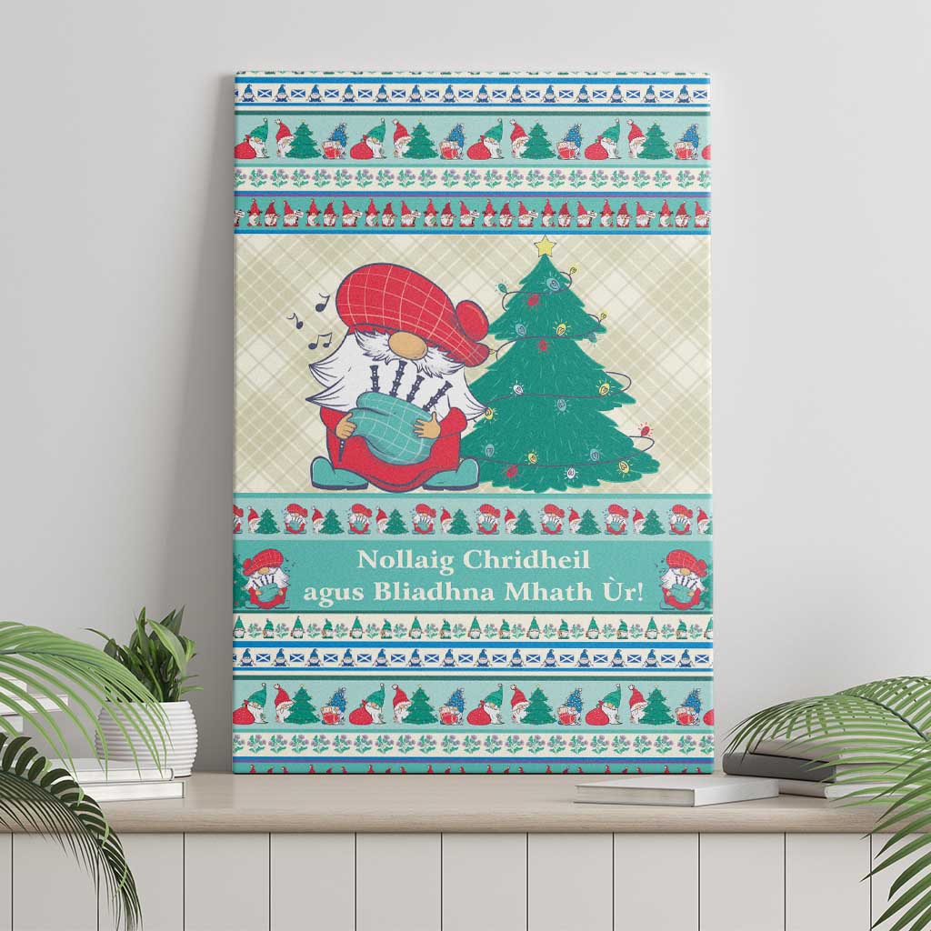 Gnome Bagpies Musical Canvas Wall Art Nollaig Chridheil Scotland Christmas Pattern LT9 - Wonder Print Shop
