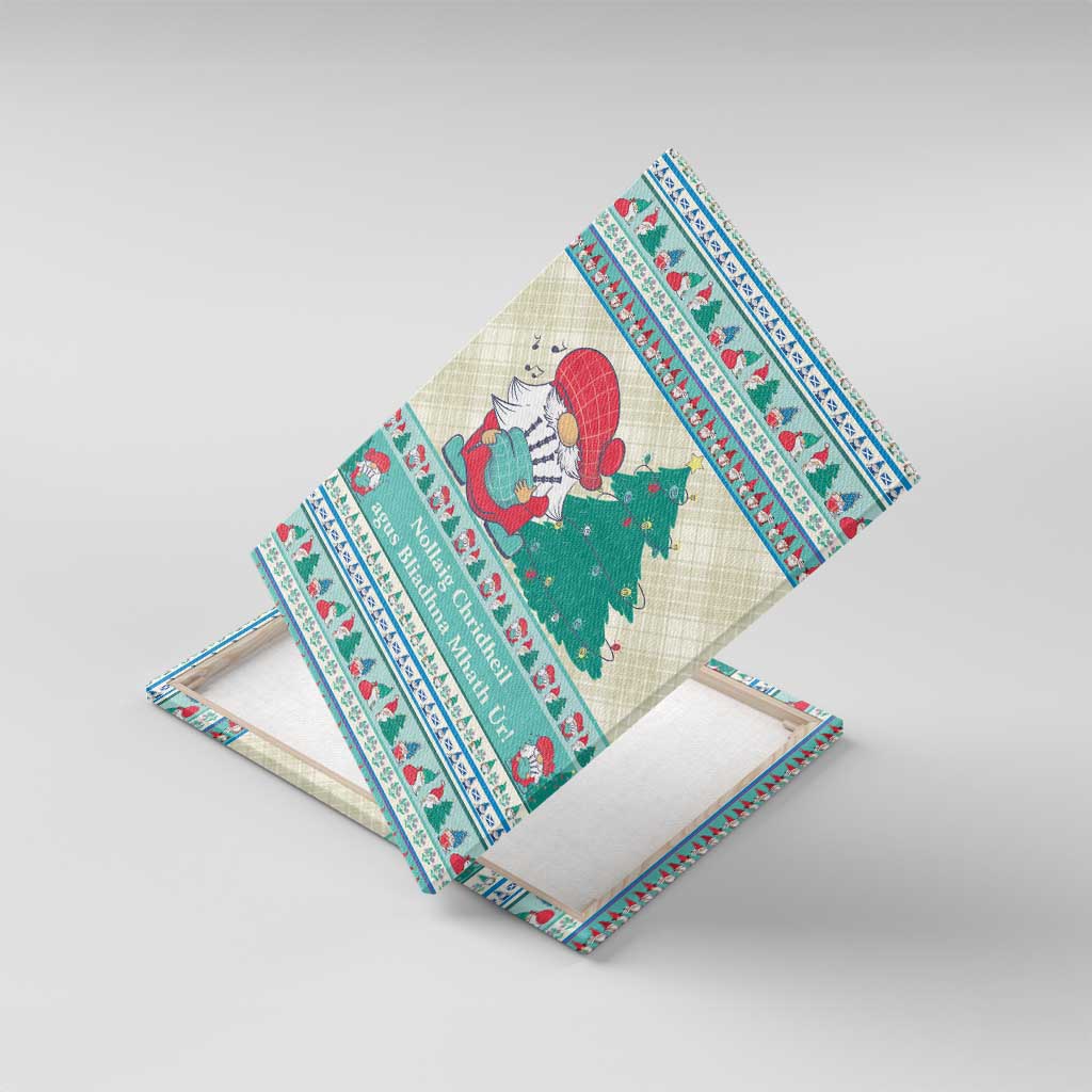 Gnome Bagpies Musical Canvas Wall Art Nollaig Chridheil Scotland Christmas Pattern LT9 - Wonder Print Shop