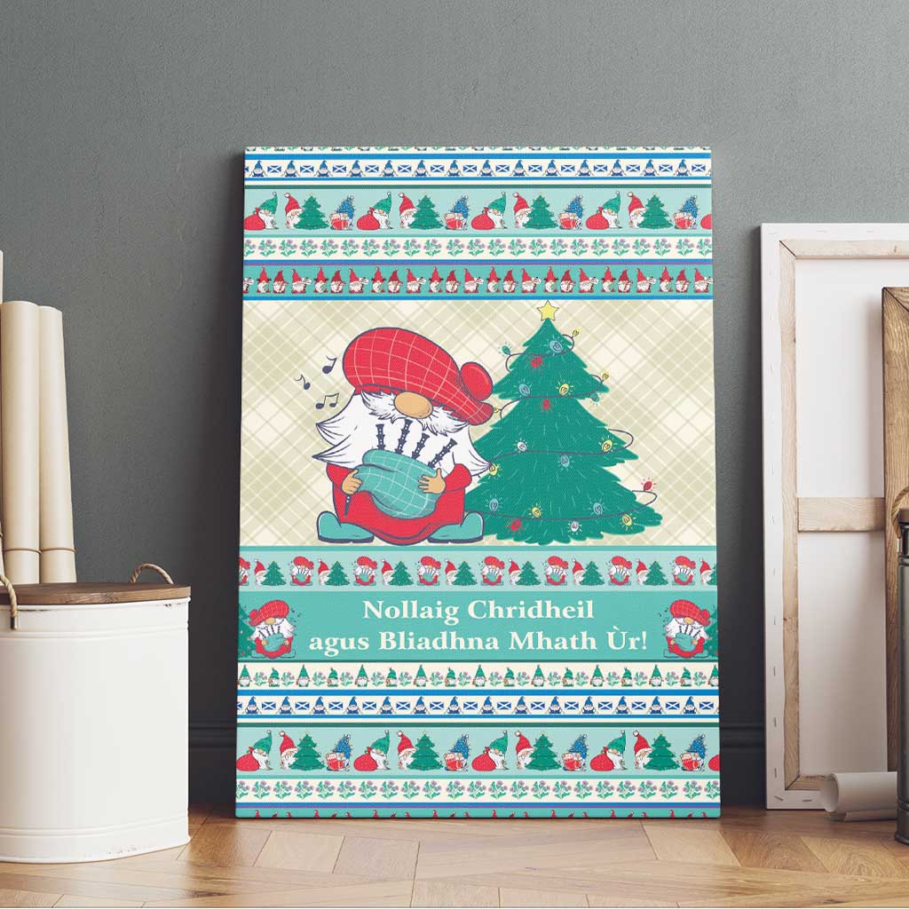 Gnome Bagpies Musical Canvas Wall Art Nollaig Chridheil Scotland Christmas Pattern LT9 - Wonder Print Shop