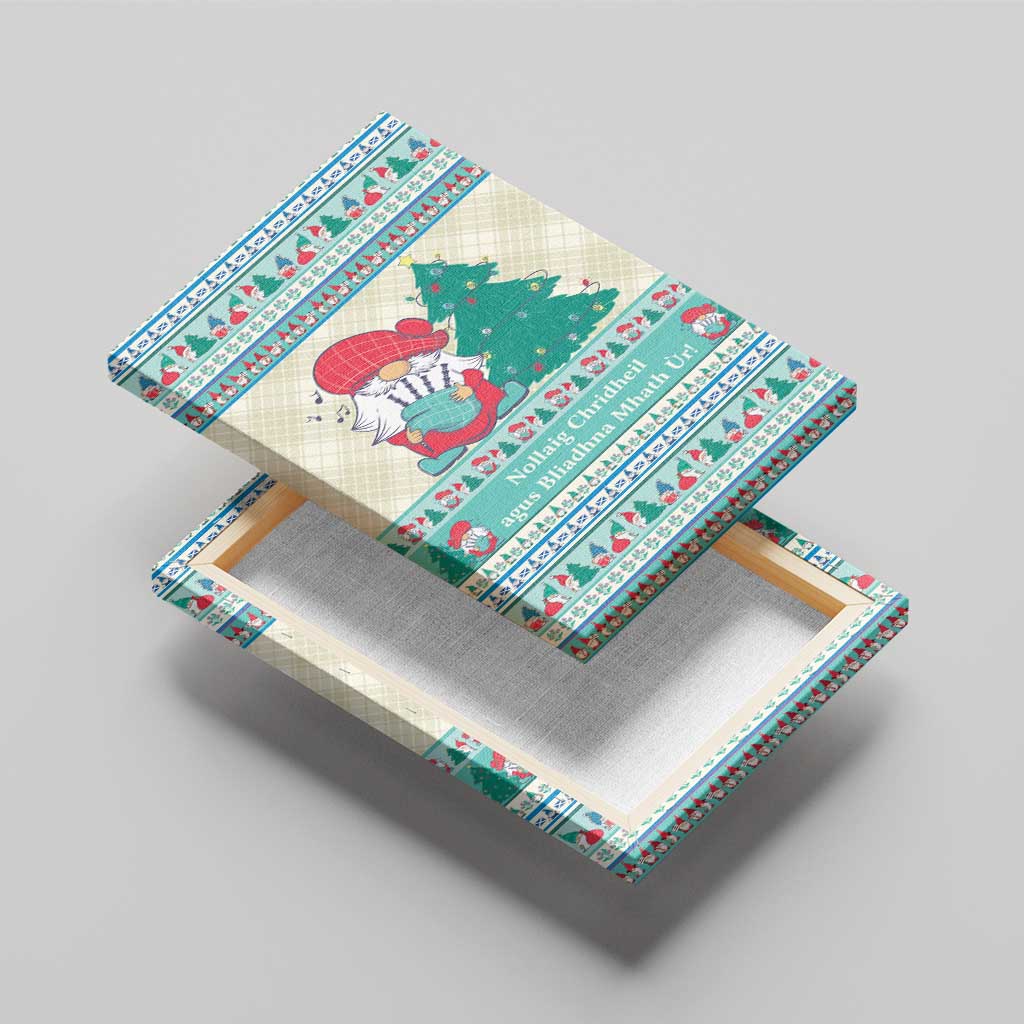 Gnome Bagpies Musical Canvas Wall Art Nollaig Chridheil Scotland Christmas Pattern LT9 - Wonder Print Shop