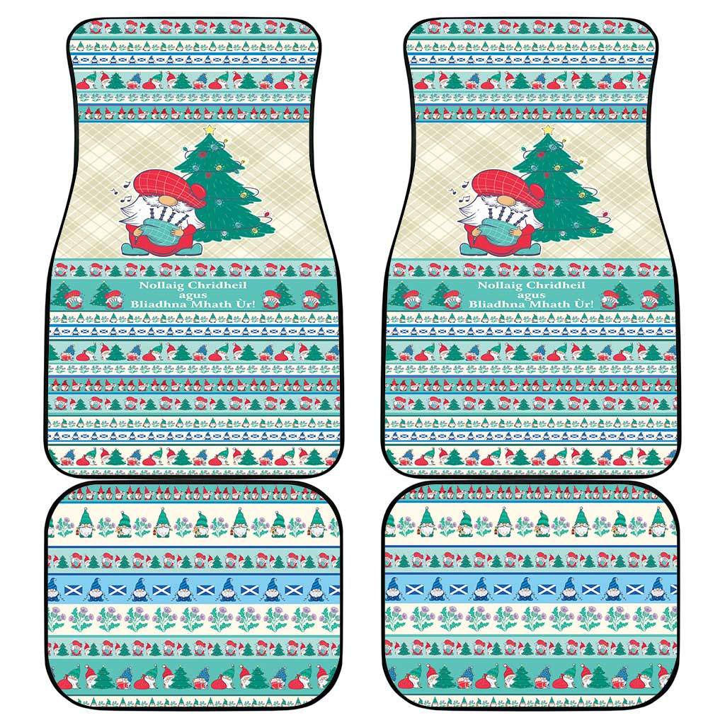 Gnome Bagpies Musical Car Mats Nollaig Chridheil Scotland Christmas Pattern LT9 - Wonder Print Shop