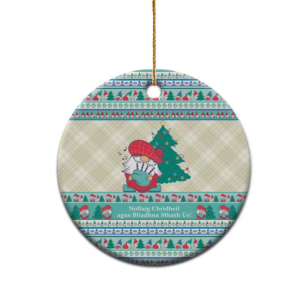 Gnome Bagpies Musical Ceramic Ornament Nollaig Chridheil Scotland Christmas Pattern LT9 - Wonder Print Shop