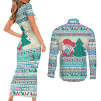 Gnome Bagpies Musical Couples Matching Short Sleeve Bodycon Dress and Long Sleeve Button Shirt Nollaig Chridheil Scotland Christmas Pattern LT9 - Wonder Print Shop