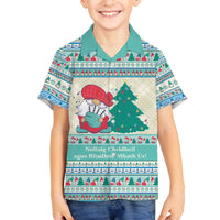 Gnome Bagpies Musical Family Matching Off The Shoulder Long Sleeve Dress and Hawaiian Shirt Nollaig Chridheil Scotland Christmas Pattern - Wonder Print Shop