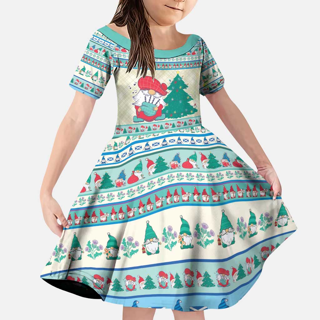 Gnome Bagpies Musical Family Matching Puletasi and Hawaiian Shirt Nollaig Chridheil Scotland Christmas Pattern - Wonder Print Shop
