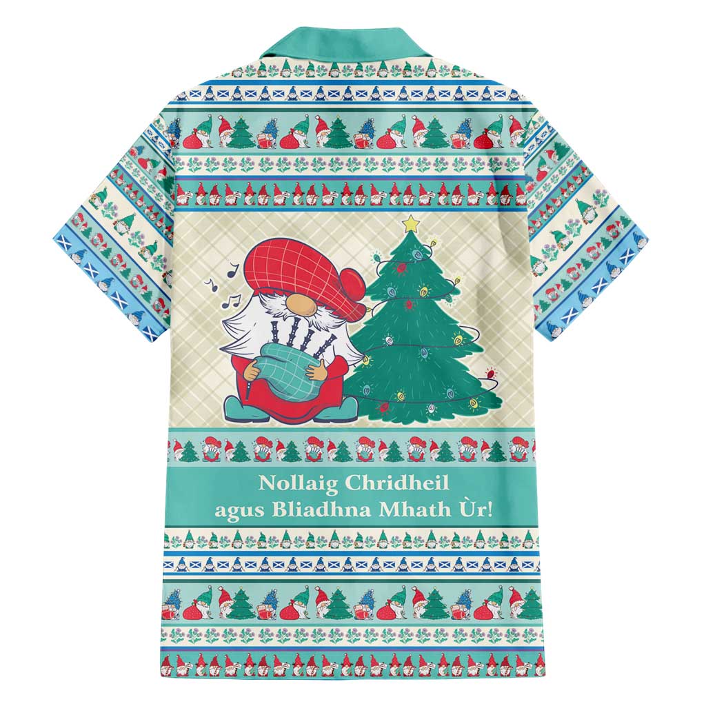Gnome Bagpies Musical Family Matching Short Sleeve Bodycon Dress and Hawaiian Shirt Nollaig Chridheil Scotland Christmas Pattern - Wonder Print Shop