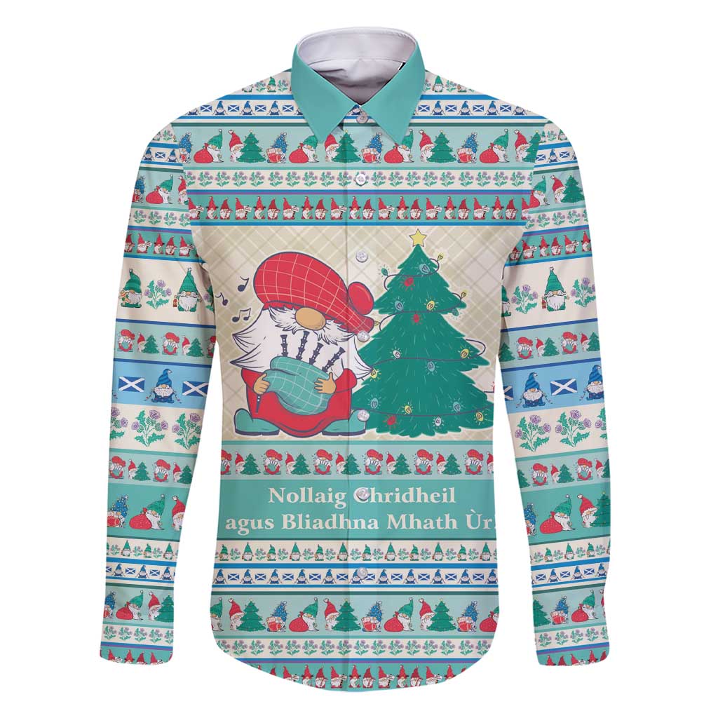 Gnome Bagpies Musical Family Matching Short Sleeve Bodycon Dress and Hawaiian Shirt Nollaig Chridheil Scotland Christmas Pattern - Wonder Print Shop