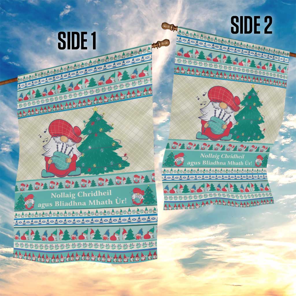 Gnome Bagpies Musical Garden Flag Nollaig Chridheil Scotland Christmas Pattern - Wonder Print Shop