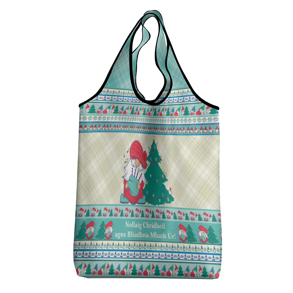 Gnome Bagpies Musical Grocery Bag Nollaig Chridheil Scotland Christmas Pattern