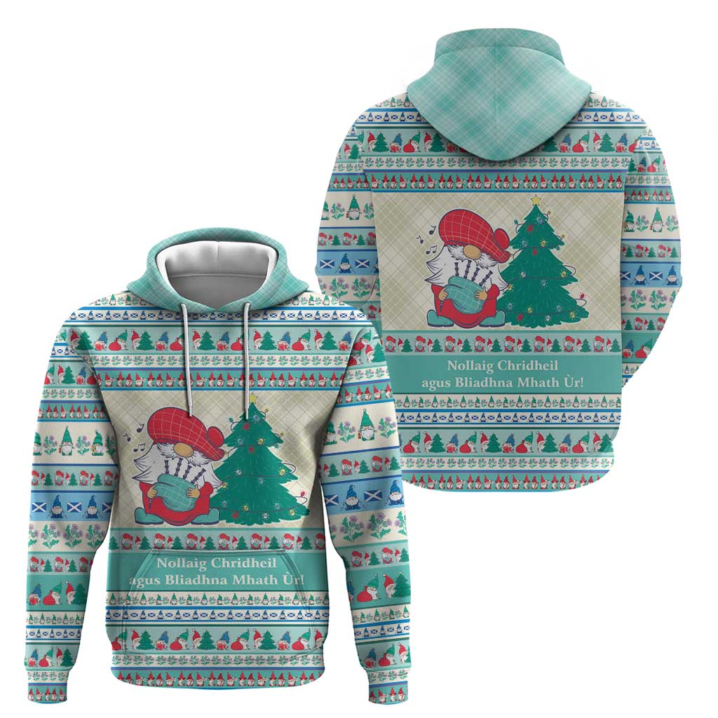 Gnome Bagpies Musical Hoodie Nollaig Chridheil Scotland Christmas Pattern - Wonder Print Shop