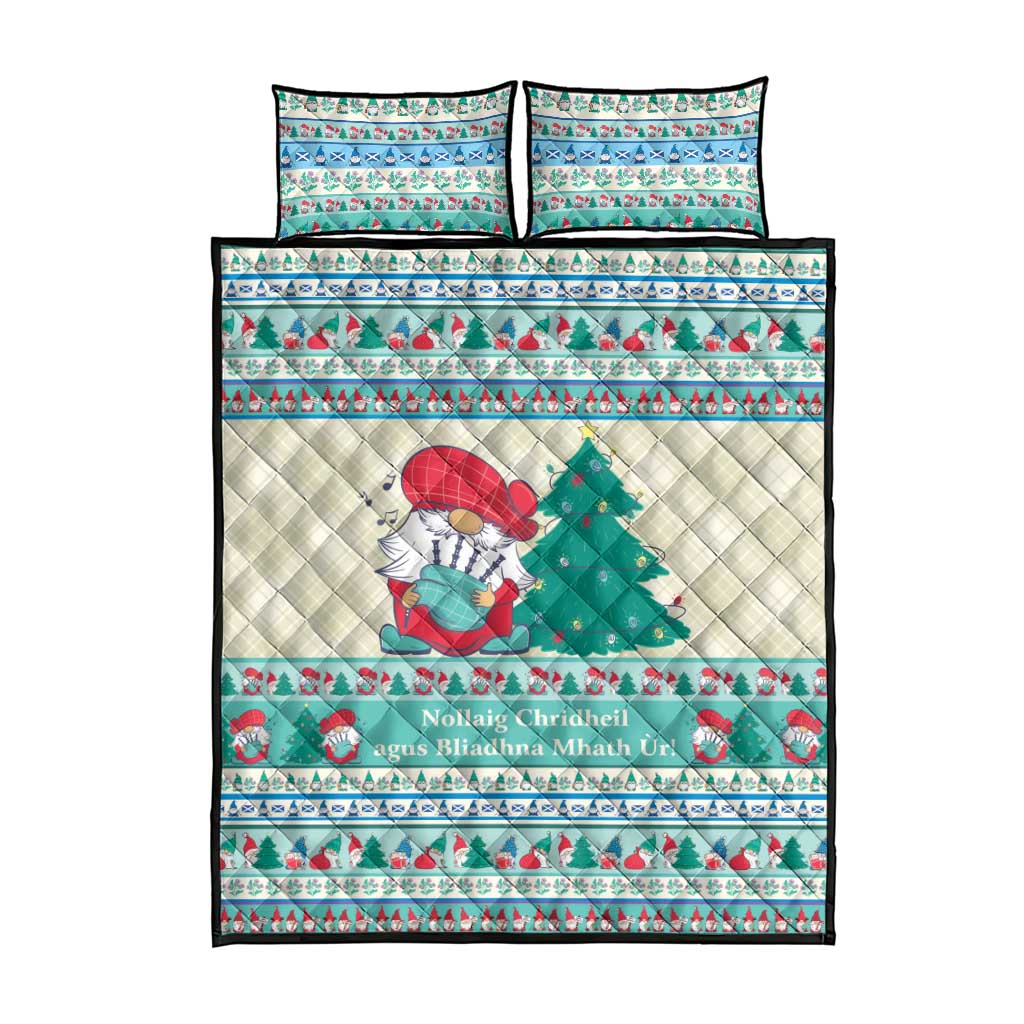 Gnome Bagpies Musical Quilt Bed Set Nollaig Chridheil Scotland Christmas Pattern - Wonder Print Shop
