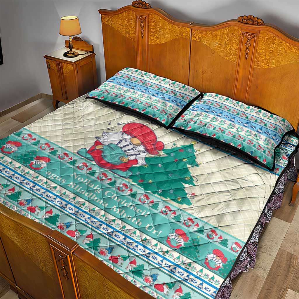 Gnome Bagpies Musical Quilt Bed Set Nollaig Chridheil Scotland Christmas Pattern - Wonder Print Shop